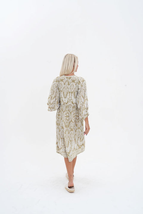 Toteme Short Dress Khaki/White Print