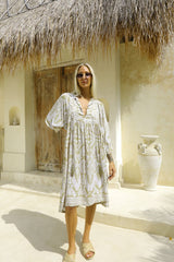 Toteme Short Dress Khaki/White Print