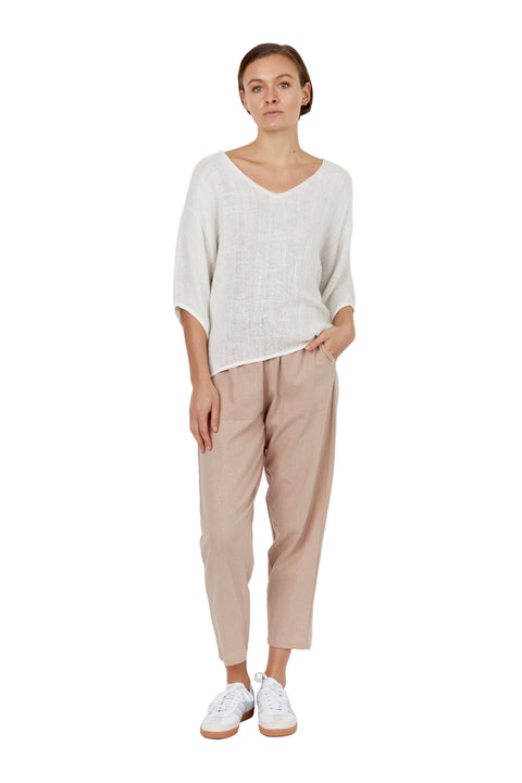 Estelle Hessian Top Natural White