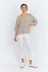 Estelle Hessian Top Cinnamon