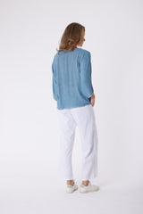 Estelle Hessian Top Denim Blue