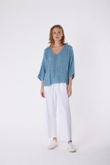 Estelle Hessian Top Denim Blue