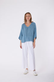 Estelle Hessian Top Denim Blue