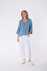 Estelle Hessian Top Denim Blue