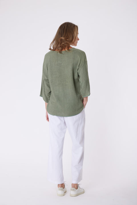 Estelle Hessian Top Faded Khaki