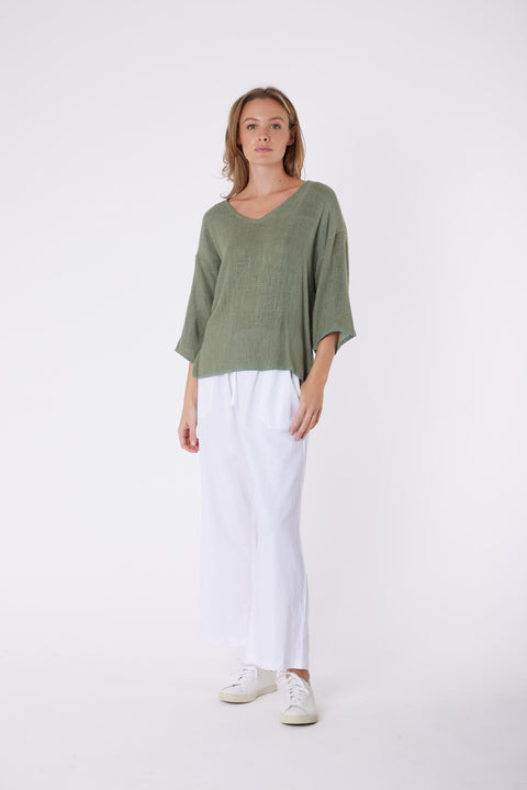 Estelle Hessian Top Faded Khaki