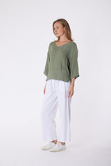 Estelle Hessian Top Faded Khaki