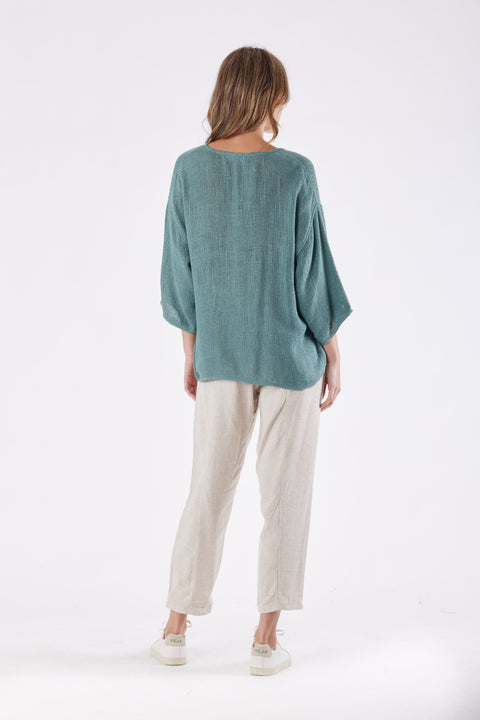 Estelle Hessian Top Seafoam Green