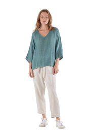 Estelle Hessian Top Seafoam Green