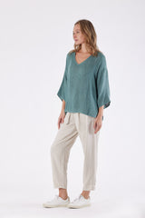 Estelle Hessian Top Seafoam Green