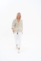 Toteme Top - Khaki / white