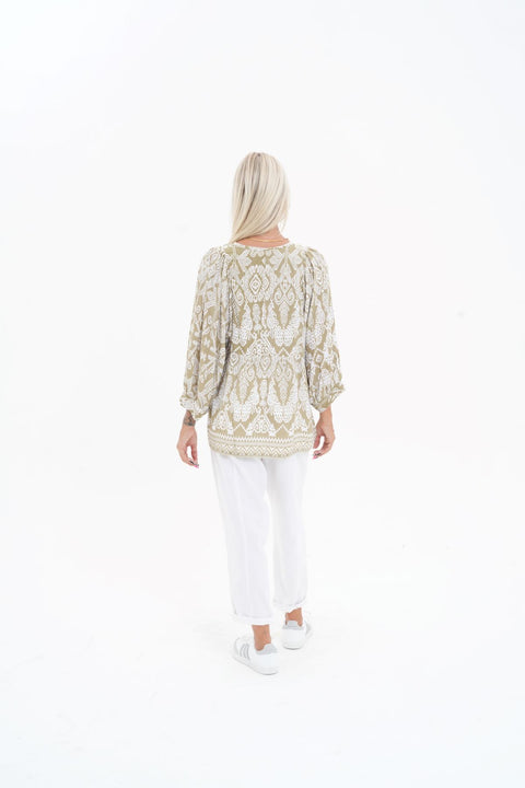 Toteme Top - Khaki / white