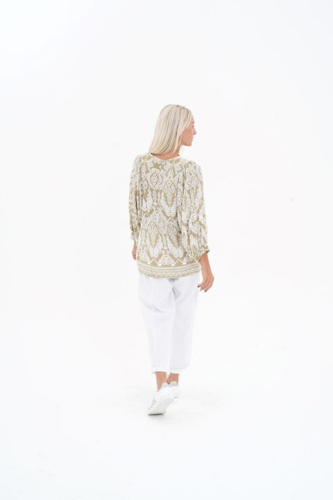 Toteme Top - Khaki / white