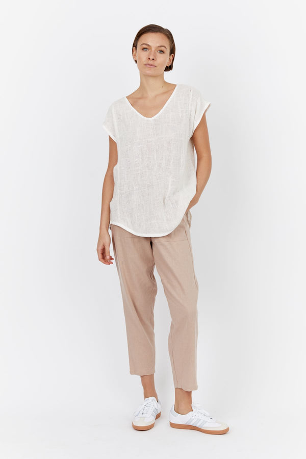 Lyra Hessian Tunic - Natural white