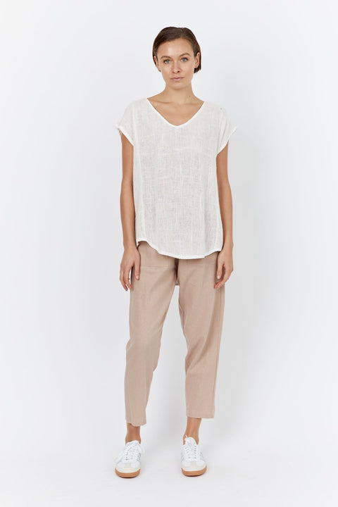Lyra Hessian Tunic - Natural white