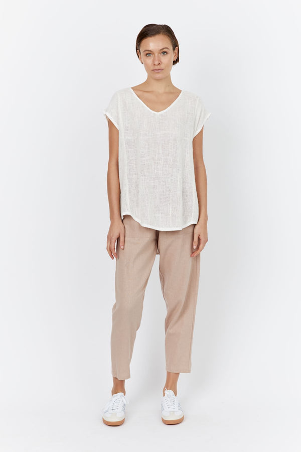 Lyra Hessian Tunic - Natural white