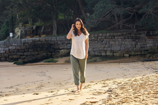 Lyra Hessian Tunic - Natural white
