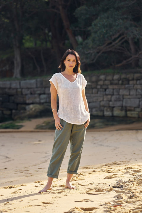 Lyra Hessian Tunic - Natural white