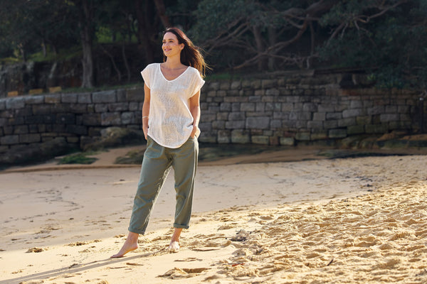 Lyra Hessian Tunic - Natural white