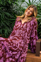 Franca Dress Maroon Lilac