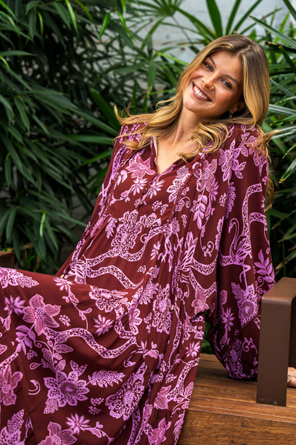 Franca Dress Maroon Lilac