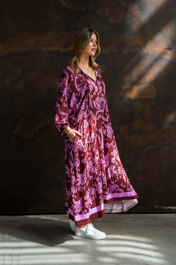 Franca Dress Maroon Lilac