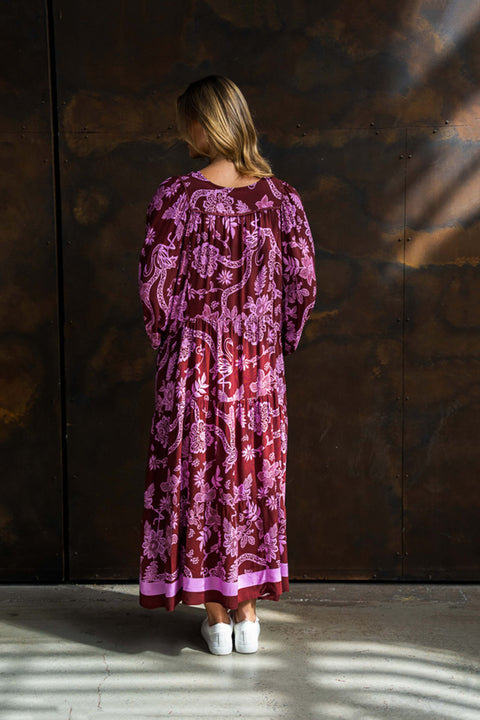 Franca Dress Maroon Lilac
