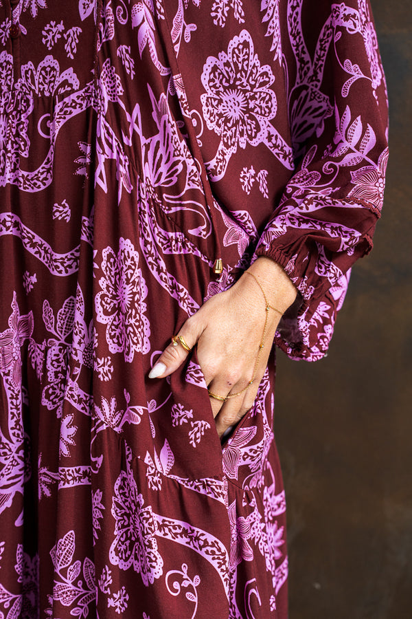 Franca Dress Maroon Lilac