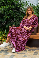 Franca Dress Maroon Lilac