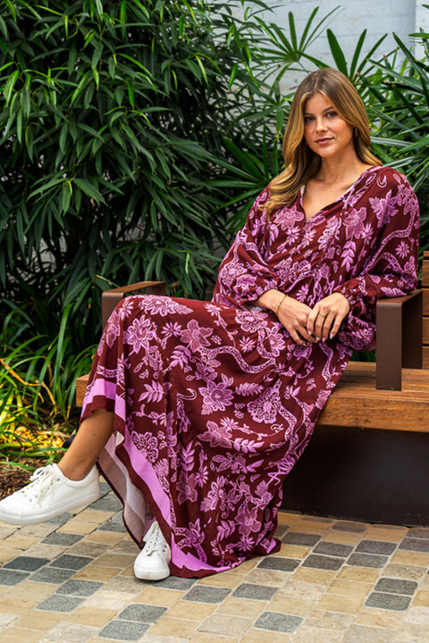 Franca Dress Maroon Lilac