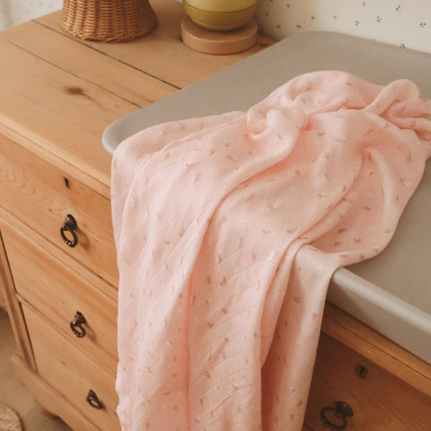 Fox & Fallow Dusty Roses Organic Muslin Wrap Swaddle