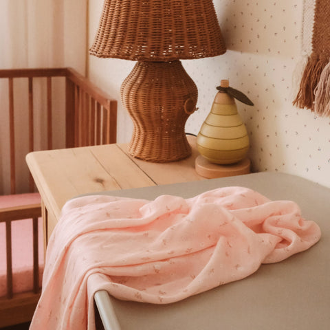 Fox & Fallow Dusty Roses Organic Muslin Wrap Swaddle