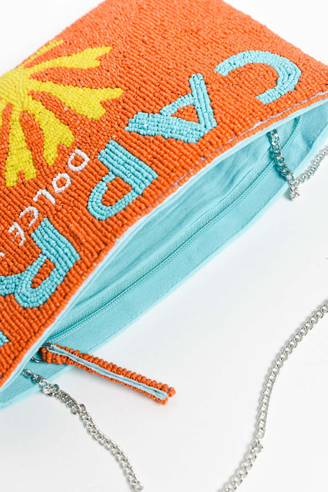 Zoda Capri Orange Beaded Clutch