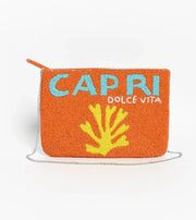 Zoda Capri Orange Beaded Clutch