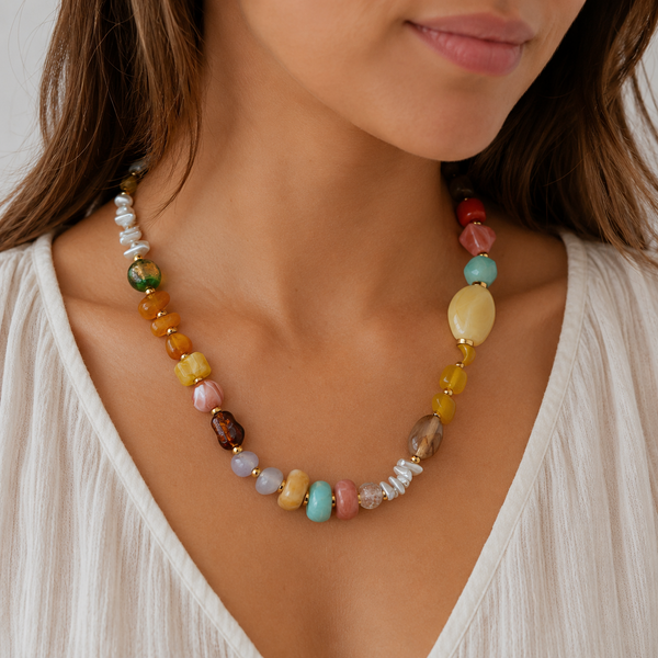 Frankie Beaded Necklace Multi Pastel