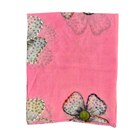 ZODA Pure Wool Scarf-Pink Flower