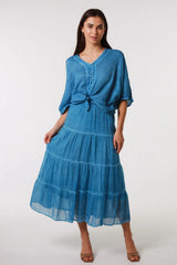 Willa Cotton Skirt Blue