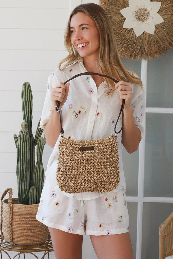 Sophie Cross body raffia bag