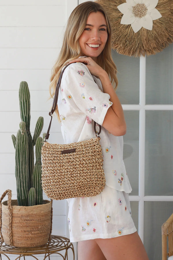 Sophie Cross body raffia bag