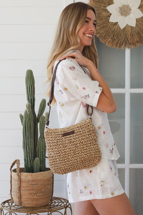 Sophie Cross body raffia bag