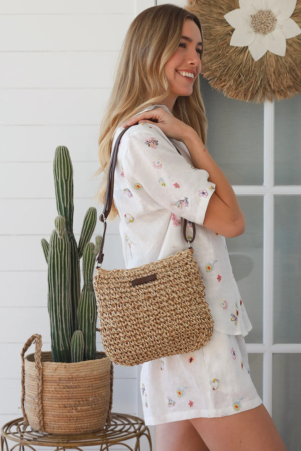 Sophie Cross body raffia bag