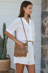 Katie Cross body raffia bag