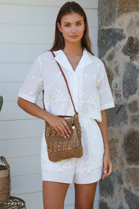 Katie Cross body raffia bag