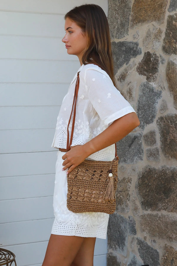 Katie Cross body raffia bag