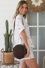 Linda Cross body raffia bag Chocolate