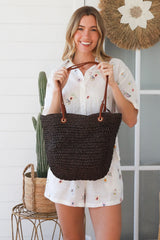 Sia raffia bag Chocolate