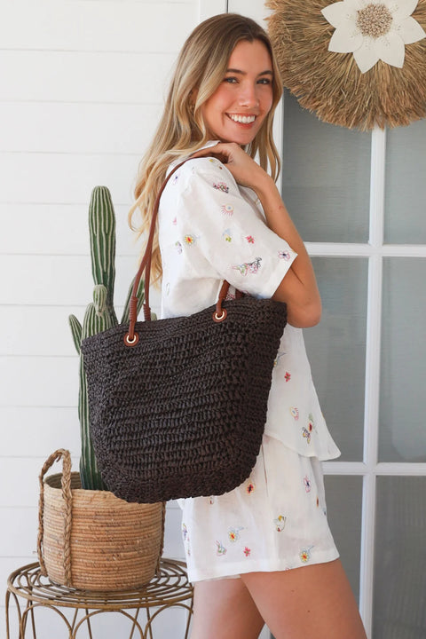 Sia raffia bag Chocolate