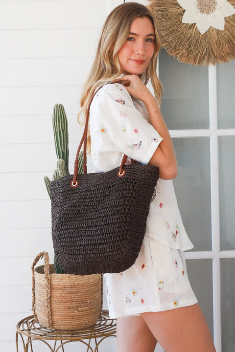 Sia raffia bag Chocolate