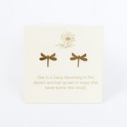 Motivational card with gold text and illustrations on a light background