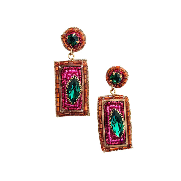Aztec Beaded Earrings Pink